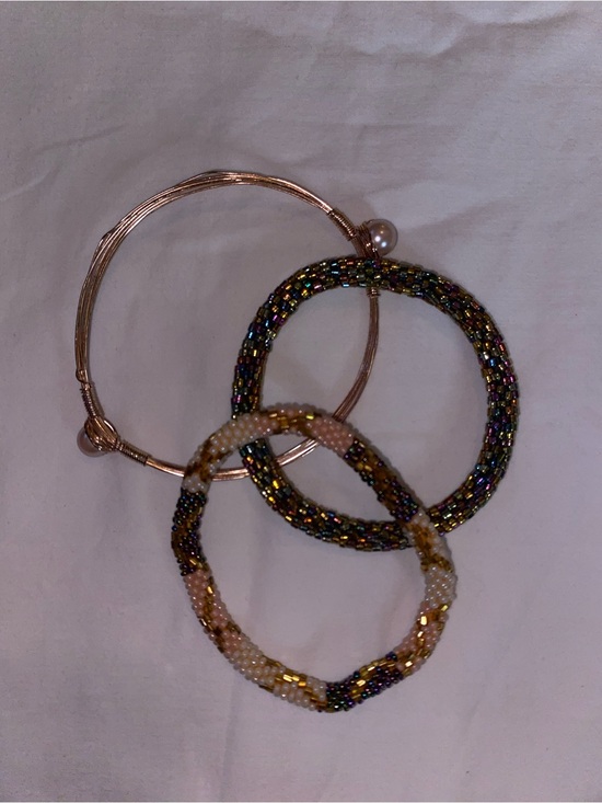 Jewelry - Women’s Multicolor Beaded and Gold-Tone Bangle Bracelet Set